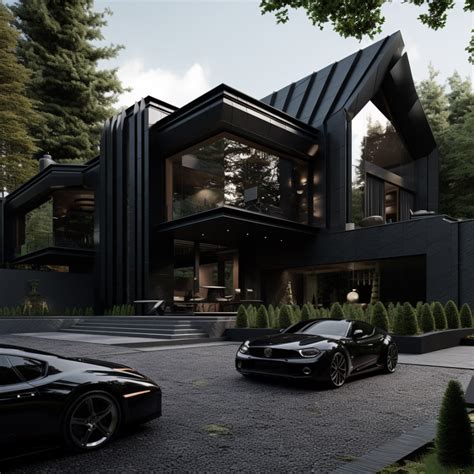 luxury modern black house exterior